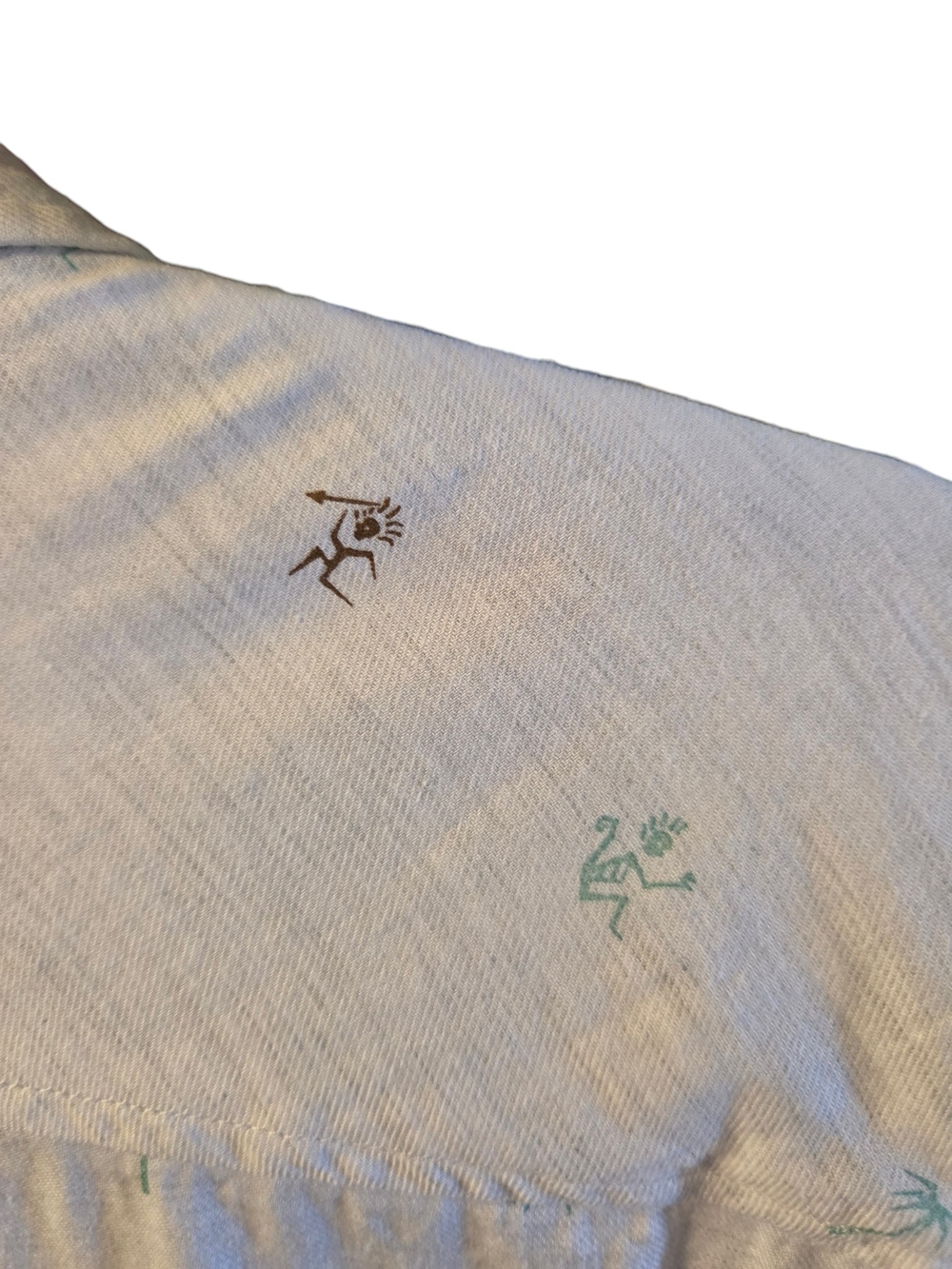 O'Neill 100% Cotton White Short-Sleeve Button-Down with Tiny Blue Motifs - Picture 4 of 8
